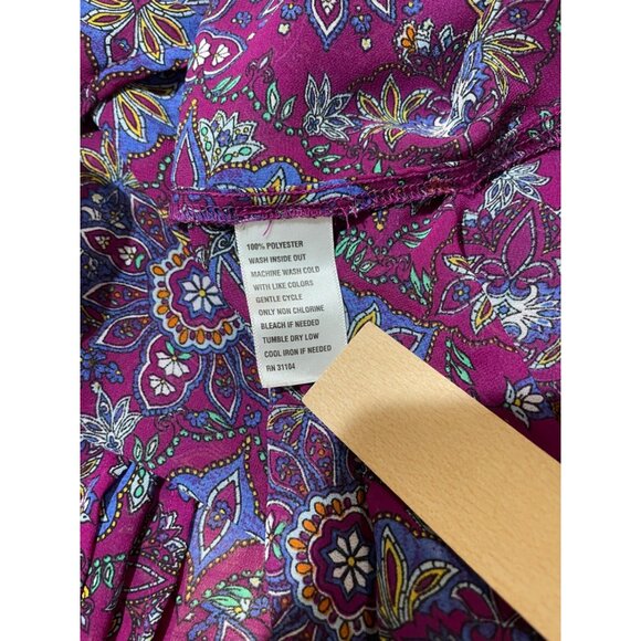 True Craft Duster Womens L Purple Print Gathered Waist Cover Up - Picture 6 of 7